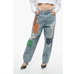 Alanui Patchwork CALIFORNIA Jeans With Distressed Details